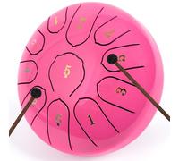 Steel Tongue Drum 6 Inch 11 Notes,Rain Drum for Outside Garden,C Major Tongue Drum Rain Chime Outside for Meditation Yoga Beginner (Pink,6 Inch 11 Notes)