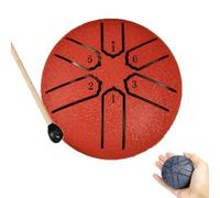 Steel Tongue Drum, 6 Inch, 8 Note Percussion Instrument, Lotus Design (red)