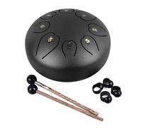 Steel Tongue Drum, 6 Inch 8 Note Tongue Chakra Drums Mini Meditation Rain Chime Calming Percussion Instrument for Relaxation Meditation (Black)