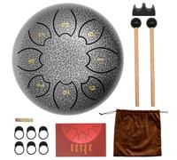 Steel Tongue Drum,6 Inch 8 Notes Diatonic Scale Handpan Tank Drum Percussion Instrument with Drumsticks,Tonic Sticker and Travel Storage Bag for Meditation, Yoga, Music Therapy(Black)