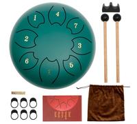 Steel Tongue Drum,6 Inch 8 Notes Diatonic Scale Handpan Tank Drum Percussion Instrument with Drumsticks,Tonic Sticker and Travel Storage Bag for Meditation, Yoga, Music Therapy(Green)