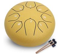 Steel Tongue Drum 6 Inch 8 Notes,Hand Drums with C-Key Travel Bag Drumsticks Holder Finger Paddles and Music Book,Handpan Percussion for Musical Education Meditation Yoga Gifts(Yellow)