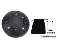 Steel Tongue Drum 6 inch 8 Notes Rain Drum for Outside Garden Musical Percussion Instrument, Rain Chime Drum for Meditation Yoga Music Lovers, Musician Gift for Family and Friends (Black)