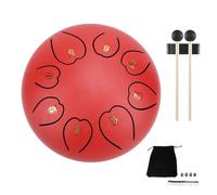 Steel Tongue Drum 6 inch 8 Notes Rain Drum for Outside Garden Musical Percussion Instrument, Rain Chime Drum for Meditation Yoga Music Lovers, Musician Gift for Family and Friends (Red)