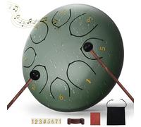Steel Tongue Drum - 6 Inch 8 Notes Rain Drum - Outdoor Percussion Instrument with Mallets, Music Book & Soft Carry Pouch - Easy to Play Beginner Handpan & Perfect Music Gift