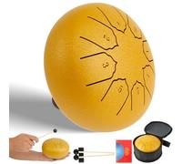Steel Tongue Drum 6 Inch 8 Notes Rain Drum Outside Chakra Drum for Rain Preschool Activities Drum Percussion Instrument for Musical Education Concert Mind Healing Yoga Meditation(Golden)