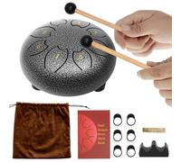 Steel Tongue Drum 6 Inch 8 Notes Tank Drum Hand Pan Drums with Handpan Drums Mallets and Carry Bag Percussion Steel Drum Kit for Music Lovers (black)