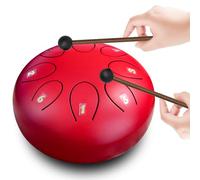 Steel Tongue Drum: 6 inch 8 tone Musical Percussion Instrument, Rain Drum for Outside - Ideal Present for Family and Friends (Red)