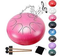 Steel Tongue Drum 6 inch steel tongues 8 tones tongue drum pan percussion instrument handpan with mallets meditation yoga sound healing(Pink)