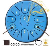 Steel Tongue Drum 6 Inche 11 Note Steel Drums Rain Chime,Raindrop Drum,Rain Drum for Outside Garden（Sky Blue）