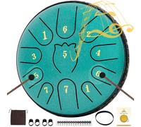 Steel Tongue Drum 6 Inche 11 Note Steel Drums Rain Chime,Raindrop Drum,Rain Drum for Outside Garden（Green）