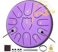 Steel Tongue Drum 6 Inche 11 Note Steel Drums Rain Chime,Raindrop Drum,Rain Drum for Outside Garden(Purple)