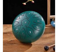 Steel Tongue Drum 6 Inches 11 Notes C-Key Handpan Drum Pure Sound Quality Percussion Instrument With Storage Bag Phonetic Sticker Drum Mallets And Finger Cots,Green