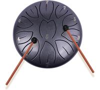 Steel Tongue Drum (6 Inches, 11 Notes), Outdoor Rain Drum with Bag, Fingerpick, Music Book and Mallet, Tongue Drum Disc Drum for Meditation Yoga Sound Healing, Navy Blue