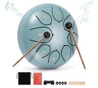 Steel Tongue Drum, 6 inches 8 Tone D Key Ethereal Drum,Beginner Handpan Percussion Tongue Comes with Carry Bag, 2 Sticks,4 Finger Cots, Suitable for Sound Healing Meditation Yoga(green)