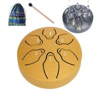 Steel Tongue Drum 6 Note Rain Drum - Rain Drums for Outside Garden, Handpan Style Meditation Drums with Mallet, Easy to Play, for Meditation, Yoga & Zen Gifts (gold)