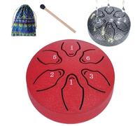 Steel Tongue Drum 6 Note Rain Drum - Rain Drums for Outside Garden, Handpan Style Meditation Drums with Mallet, Easy to Play, for Meditation, Yoga & Zen Gifts (red)