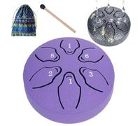 Steel Tongue Drum 6 Note Rain Drum - Rain Drums for Outside Garden, Handpan Style Meditation Drums with Mallet, Easy to Play, for Meditation, Yoga & Zen Gifts (purple)