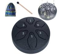 Steel Tongue Drum 6 Note Rain Drum - Rain Drums for Outside Garden, Handpan Style Meditation Drums with Mallet, Easy to Play, for Meditation, Yoga & Zen Gifts (Black)