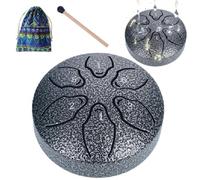 Steel Tongue Drum 6 Note Rain Drum - Rain Drums for Outside Garden, Handpan Style Meditation Drums with Mallet, Easy to Play, for Meditation, Yoga & Zen Gifts (silver)