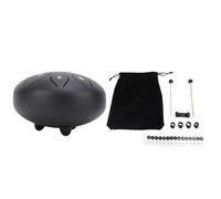 Steel Tongue Drum 6in 8 Tones Ethereal Hand Music Percussion Instrument Complete Kit (Black)