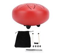 Steel Tongue Drum 6in 8 Tones Ethereal Hand Music Percussion Instrument Complete Kit (Red)
