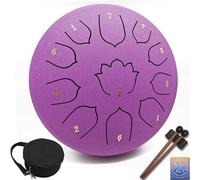 Steel Tongue Drum 8.5-Inch 11 Notes - Rain Drum for Outside & Garden, with Mallets, Soft Bag & Music Book - for Meditation, Relaxation, Music Learning & Music Gift - VESYMAN