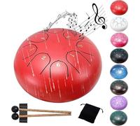 Steel Tongue Drum- 8 Note 6 Inches C-key Tongue Drum Percussion Instruments - Hand Pan Drum with Music Book for Meditation Entertainment Musical Education Concert Mind Healing Yoga(Red)