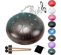 Steel Tongue Drum- 8 Note 6 Inches C-key Tongue Drum Percussion Instruments - Hand Pan Drum with Music Book for Meditation Entertainment Musical Education Concert Mind Healing Yoga(Brown)