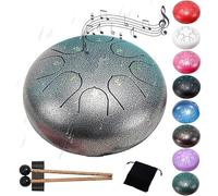 Steel Tongue Drum- 8 Note 6 Inches C-key Tongue Drum Percussion Instruments - Hand Pan Drum with Music Book for Meditation Entertainment Musical Education Concert Mind Healing Yoga(Silver)