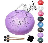 Steel Tongue Drum- 8 Note 6 Inches C-key Tongue Drum Percussion Instruments - Hand Pan Drum with Music Book for Meditation Entertainment Musical Education Concert Mind Healing Yoga(Purple)