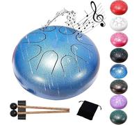 Steel Tongue Drum- 8 Note 6 Inches C-key Tongue Drum Percussion Instruments - Hand Pan Drum with Music Book for Meditation Entertainment Musical Education Concert Mind Healing Yoga(Blue)