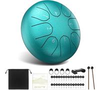 Steel Tongue Drum 8 Notes 6 Inch Chakra Tank Drum Steel Percussion, Music Healing Instruments, Prenatal Music Education, Entertainment, Meditation, Yoga, Zen, Gifts (Malachite)