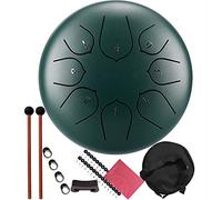 Steel Tongue Drum 8 Notes-6 Inch Handpan, Percussion Steel Drums for Adults with Portable Travel Bag, Book, Mallets, Finger Picks Ideal Gift for Her-Malachite green