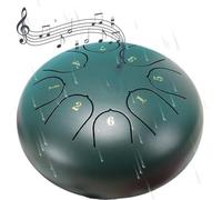Steel Tongue Drum 8 Notes 6 Inches Percussion Instrument Handpan Drum C Key for Meditation Entertainment Concert Yoga with Mallets, Music Book(Green)