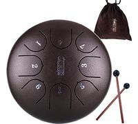 Steel Tongue Drum - 8 Tones 6 Inches-Percussion Instrument - C-Key Handpan Drum With Bag, Mallets, Finger Picks,For Beginner Adult Kids,N