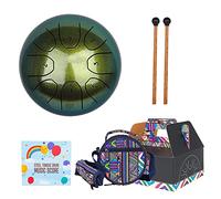 Steel Tongue Drum 8notes 5.5inch Percussion Instrument, With Music Book For Concert, Children's Music Enlightenment,for Adults Biginner, Yoga Meditation (Color : Green)