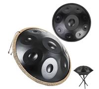 Steel Tongue Drum 9/10/12 Note - 432Hz/440Hz Handpan for Sound Healing Mtat Yoga Therapy - Percuss Instrument with Stand - 56cm Black (9 Note)