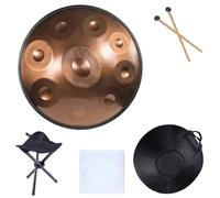 Steel Tongue Drum, 9Notes Hand Pan Drums Percussion Instrument, Sound Healing Instruments Generates Meditation, for Musical Education Entertainment Yoga-Gold||18in