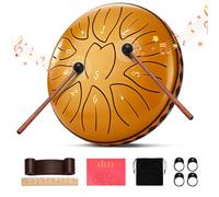 Steel Tongue Drum, Couleeur 6 Inch 11 Notes, C Key & Rust-Proof Tongue Drum Percussion, Leaf Pattern Handpan Outside with Bag and Percussion Instruments for Meditation, Music Therapy