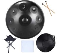 Steel Tongue Drum D Major 22 Inches 9 Notes Steel Hand Drum With Soft Bag 2 Handpan Hammers Handpan Stand Dust Clothfor Home black 10Tones