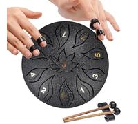 Steel Tongue Drum for Beginner Adult Children, 6 Inches 11 Tones Percussion Instrument Handpan Drum Kit with Drum Mallets Carry Bag Music Book Tank Drum for Mind Healing Yoga (Black)