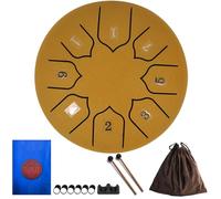 Steel Tongue Drum For Outside Garden, Rain Chime Drum Style Calming Percussion Instrument, 4/6 Inch 8/9/11 Notes Musical Handpan, Waterproof Meditation For Adults & Beginners(Gold,4 inch 9 Note)