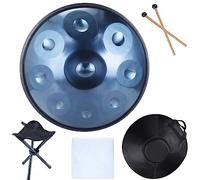 Steel Tongue Drum, Hand Drum Set, Ethereal Drum,D Major 22 Inches 9 Notes, Handpan Drums With Soft Bag, Mallets, Dust Cloth,Stand,for School (Blue)