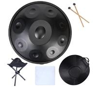 Steel Tongue Drum, Handpan Drum 9/10 Notes Harmonic, Hand Pan Drum Adult Child Gift, Healing Instrument With Soft Handpan Bag, 2 Handpan Mallets, Handpan Stand 9-Notes black