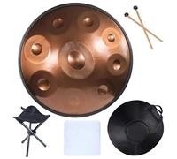 Steel Tongue Drum, Handpan Drum 9/10 Notes Harmonic, Hand Pan Drum Adult Child Gift, Healing Instrument With Soft Handpan Bag, 2 Handpan Mallets, Handpan Stand 9-Notes gold