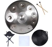 Steel Tongue Drum, Handpan Drum 9/10 Notes Harmonic, Hand Pan Drum Adult Child Gift, Healing Instrument With Soft Handpan Bag, 2 Handpan Mallets, Handpan Stand 10-Notes silver