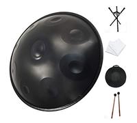 Steel Tongue Drum,Handpan Drum In D Minor 9 Notes,22 Inches with Bag,Mallets,Stand, and Cloth Beginner Hand Drum Percussion,for Meditation,Yoga (black 432hz)