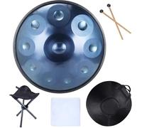 Steel Tongue Drum, Metal Drum, Ethereal Drum, Metal Drum Instrument, D Minor 9/10 Notes 22 Inches With Bag, Mallets, Stand, And Cloth, for Adults and Kids (B STL)