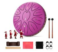 Steel Tongue Drum, Ovshnrr 6 Inch 11 Notes Tongue Drum, C Key & Rust-Proof Handpan Percussion, Leaf Pattern Handpan Garden with Drum Bag and Percussion Instruments for Music Therapy(Purple)